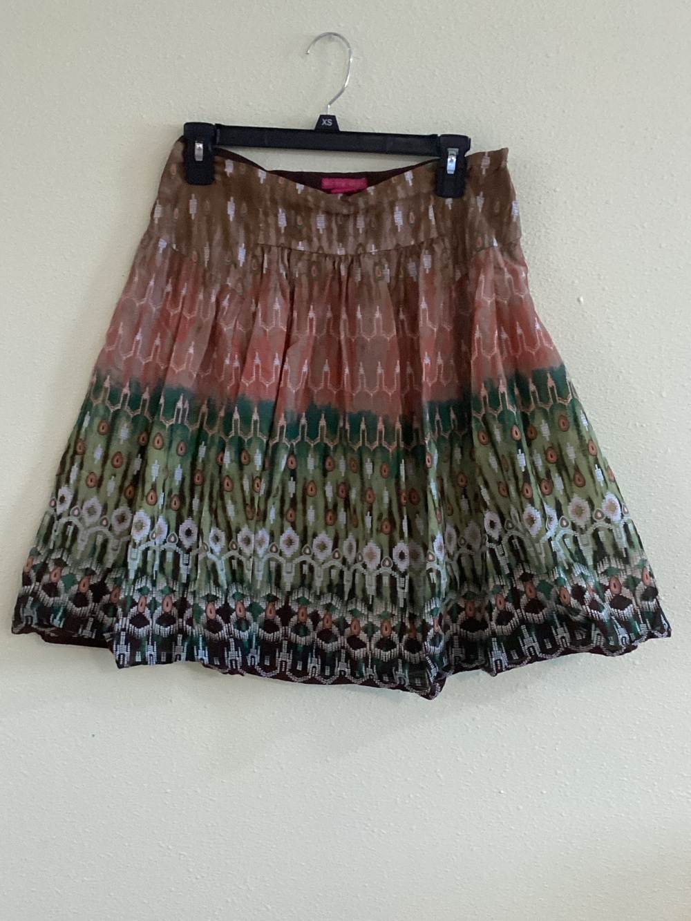 Sunny Leigh Multicolor Mini Skirt in Brown, Green and Pink